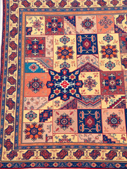 Old and modern Persian Colourful Arabesque and handmade carpet, rug gelim, patchwork, and Gabbeh with the pattern.