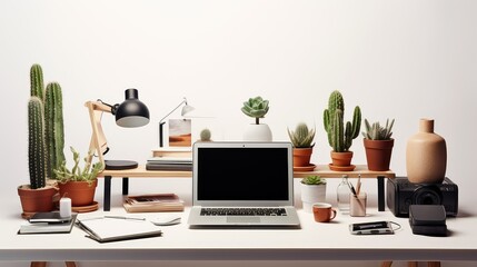 Fototapeta premium sleek cactus desk