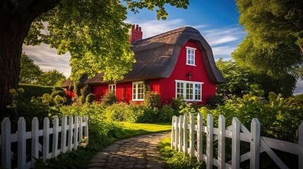 thatched house red
