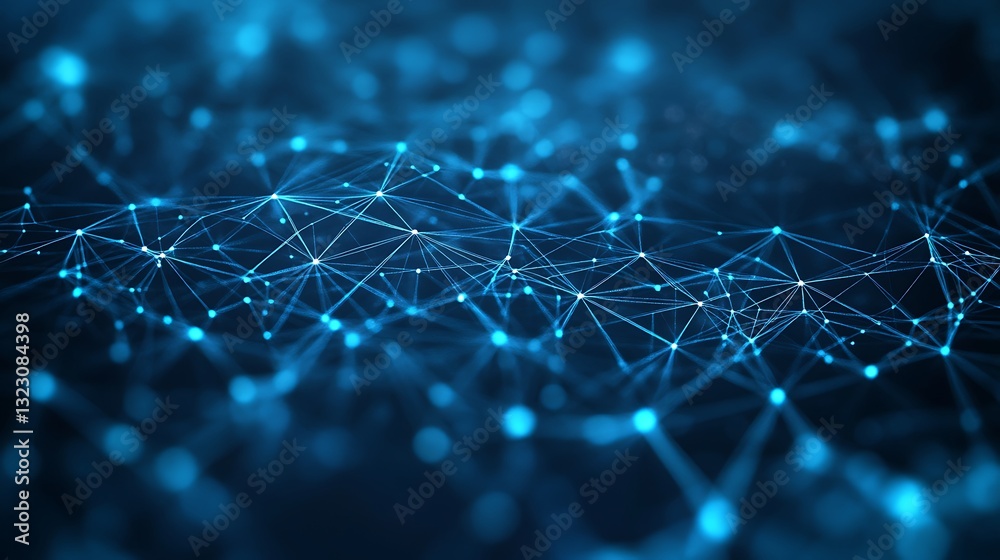 Poster abstract blue background with connecting dots and lines. plexus effect. abstract science geometrical