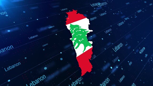 Lebanon Country Map And Name Displayed On A Modern Dark Background. Map Of Lebanon