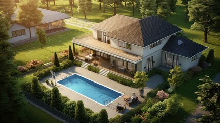 Fototapeta premium garden house renovation illustration