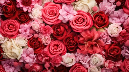 Fototapeta premium roses red and pink flower background