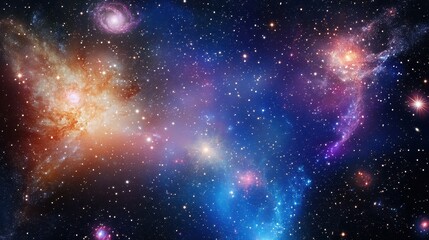 Cosmic Nebulae Displaying Vibrant Colors And Stars