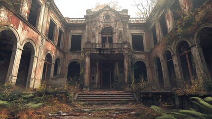 Overgrown Ruins Of An Abandoned Mansion House