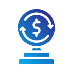    globe  dollar  rotation  finance  international  money  economy  business  trade  global Solid gradient icon
