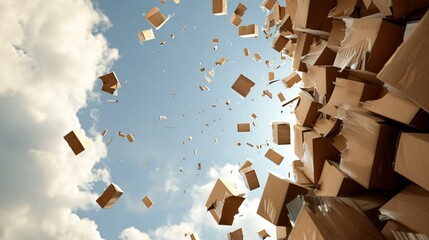 A futuristic digital art piece visualizes an eco-friendly recycling loop where discarded cardboard packs are reimagined through advanced pack reuse techniques.