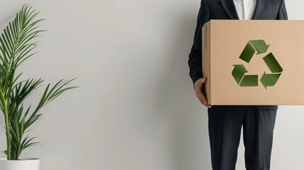 A minimalist design illustration highlights an eco-friendly recycling process that collects cardboard packs and drives sustainable pack reuse practices.