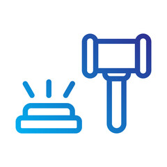    gavel  judge  law  justice  decision  court  legal  case  authority  ruling Line Gradient icon
