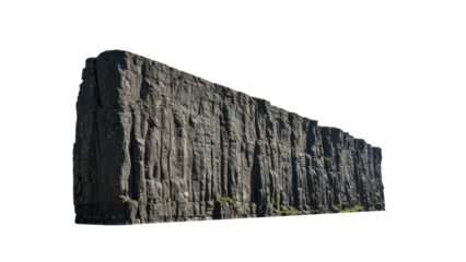 Long mountain landscape Cliff ,isolated on a white background with PNG, cutout, or clipping path.