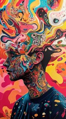 Psychedelic Mind: A Surreal Colorful Portrait