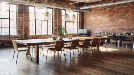 Obraz premium wood long conference table