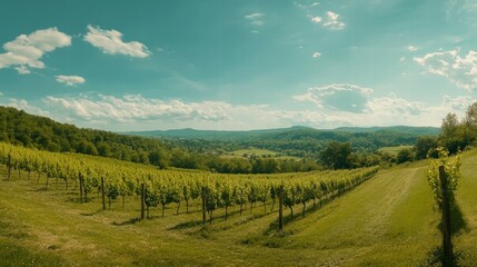 Naklejka premium Harvest festival celebrating grapes in sunny hills with scenic photography of nature's bounty
