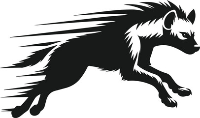 A hyena running at full speed, body stretched forward vector
