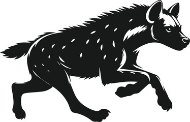 A hyena running at full speed, body stretched forward vector