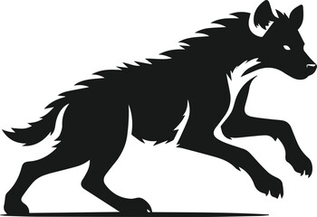 A hyena running at full speed, body stretched forward vector