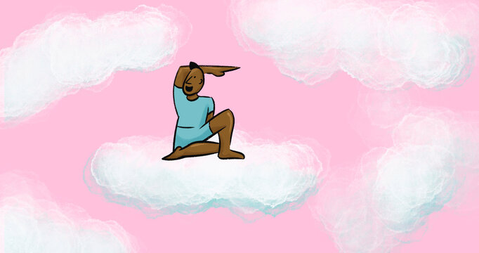 Yoga man on cloud