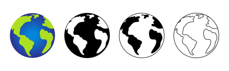 Vector illustration of Globe icon set isolated on transparent background