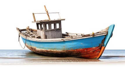 Fototapeta premium weathered boat isolated on white