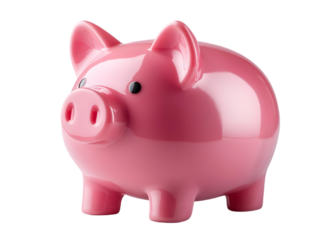 A glossy pink piggy bank symbolizes savings, financial planning, and childhood memories, ideal for finance-related themes.
