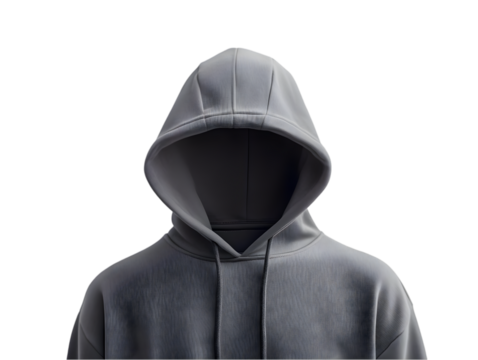 A minimalist hoodie in grey, representing anonymity and casual style. Perfect for urban, streetwear, and fashion concepts.