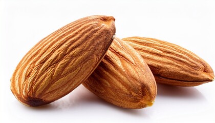 closeup of almonds isolated on white background