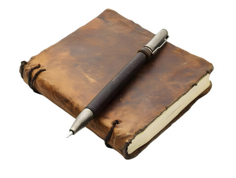A vintage leather notebook with a sleek pen, symbolizing creativity and productivity in writing and note-taking.