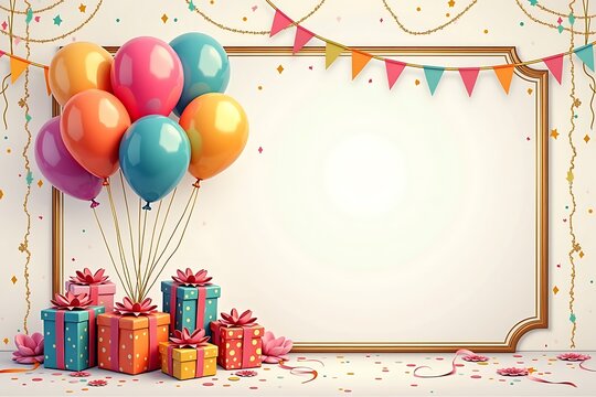 birthday decoration indoor with balloons and banner
