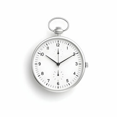 Silver Classic Pocket Watch with White Dial and Black Hands