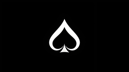 Fototapeta premium Elegant Minimalist White Spade Symbol on Black Background Design