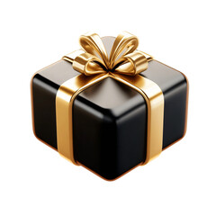 Obraz premium 3D black gift box on png transparent background