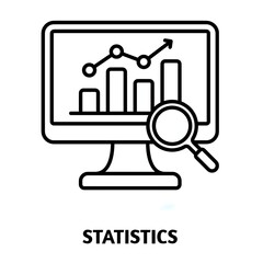 Statistics editable stroke outline icon isolated on white background flat vector illustration, black outline, Pixel perfect