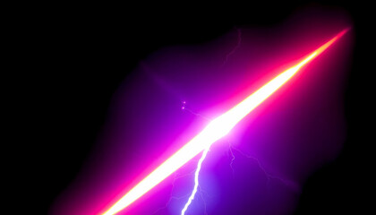 Vibrant Lightning Bolt Against Dark Background with Colorful Effects