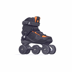Stylish Black and Orange Inline Skate with Four Wheels for Freedom