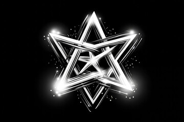 A white star of david on a black background