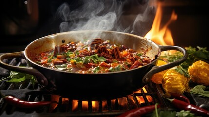 Fototapeta premium peppers chili on fire