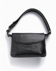 Naklejka premium Sleek black leather shoulder bag. Perfect for everyday use.