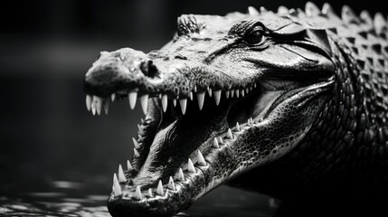 Obraz premium menacing alligator black and white