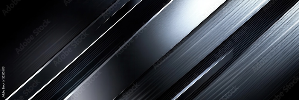 Poster dynamic metallic background featuring sleek lines and a glowing intersection ideal for industrial de