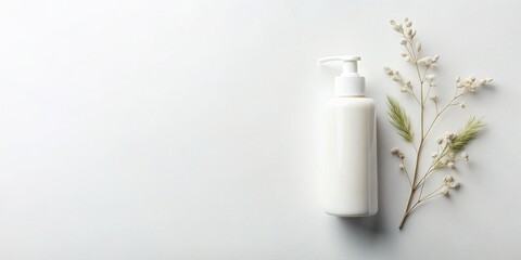Natural Organic Whitening Lotion Bottle Product Photography - Above Shot, White Background