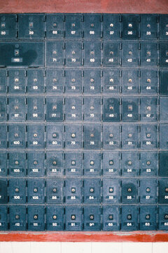 Film photography of Mailboxes in a Pattern in Australia