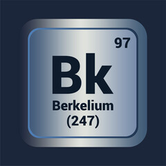Berkelium Bk icon. Number Ninety Eight. Mass (247) detail. Vector Background.