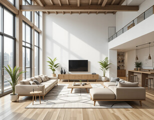 Fototapeta premium Industrial Chic – Stunning Urban Loft Illustrations for Modern Architecture & Design