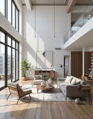 Fototapeta premium Industrial Chic – Stunning Urban Loft Illustrations for Modern Architecture & Design