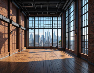 Fototapeta premium Industrial Chic – Stunning Urban Loft Illustrations for Modern Architecture & Design