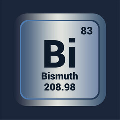 Bismuth Bi icon. Number Eighty Three. Mass 208.98 detail. Vector Background.