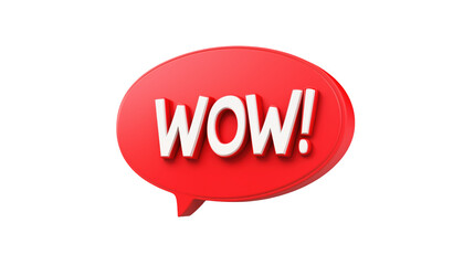 3d red speech bubble with the word WOW