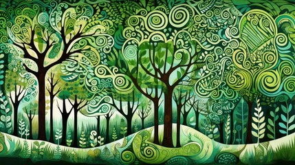 Obraz premium lines doodle trees