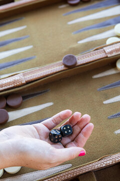 Showing pair of dice for gameplay in backgammon