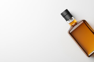 Elegant whiskey bottle with a black cap on a clean white background